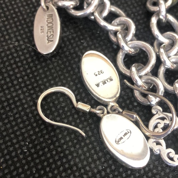 LOIS HILL Sterling Silver Mother of Pearl Inlay Necklace and Earrings - Picture 15 of 17